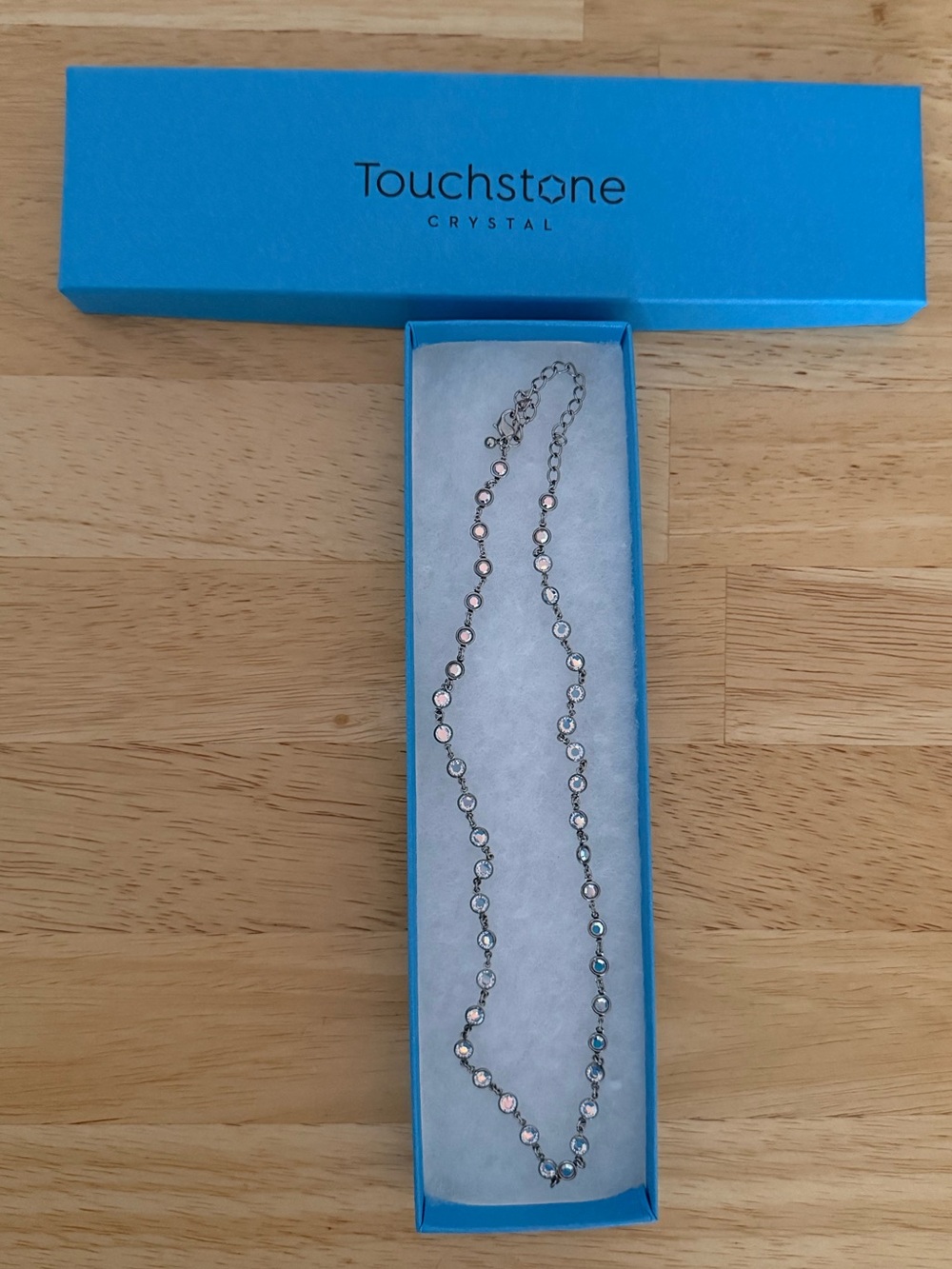 Touchstone Crystal Silver-Tone Mini Chanelle Necklace, Crystal AB